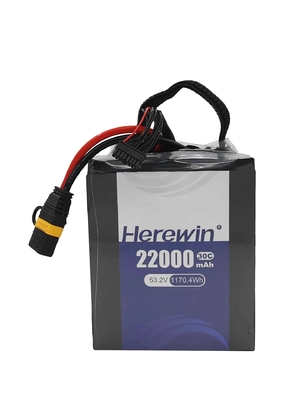 Soft Pack UAV Drone Battery 53.2V Herewin 14S 22000MAH AI Aircraft Drone LFP LIPO Agricultural Battery
