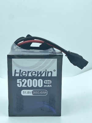 Soft Pack UAV Drone Battery 51.8V Herewin 14S 52000MAH AI Aircraft Agricultural Drone LFP LIPO Battery
