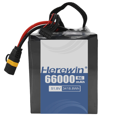 Capacity Energy Solution 14S2P 51.8V 66000mAh for UAV Semi Solid State Battery 800 Cycle Life and Lightweight Design